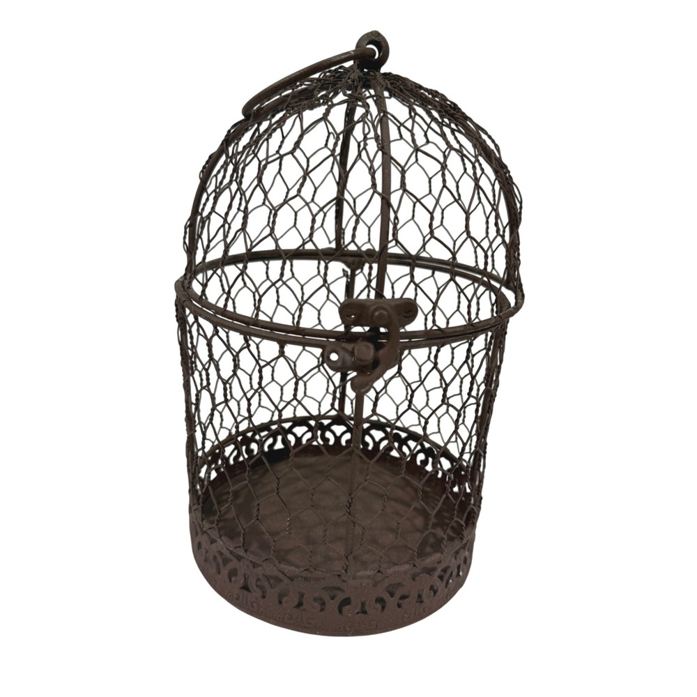 Rustic Brown Metal Birdcage Cottage Decor 9.5" Decorative Garden Tea Centerpiece